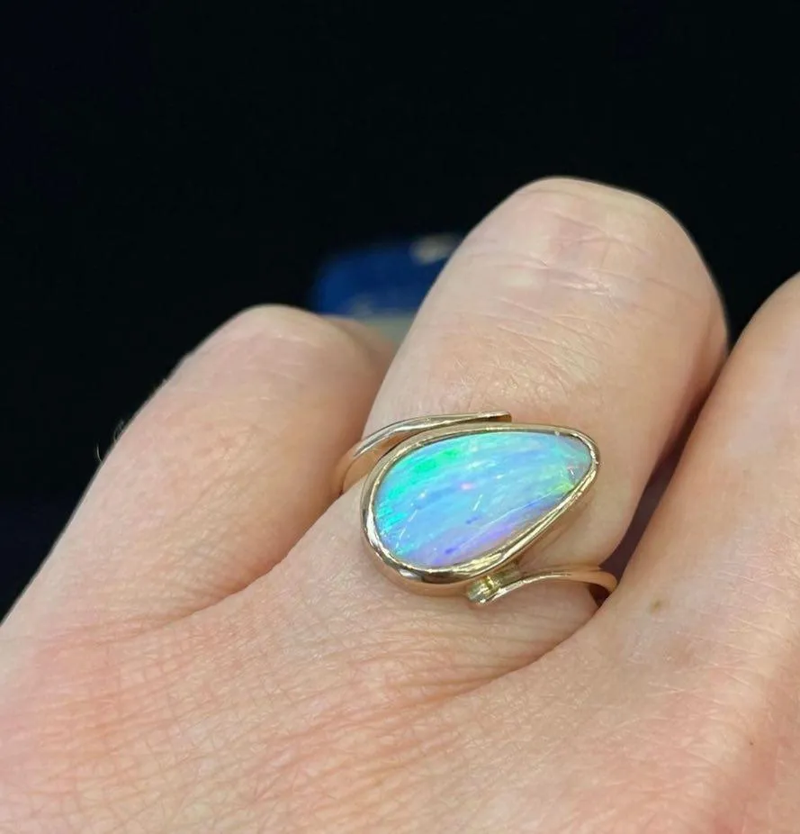 1960s Solid Opal Rose Gold Ring