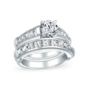 2-3CT Solitaire AAA CZ Engagement Wedding Ring Set 925 Sterling Silver
