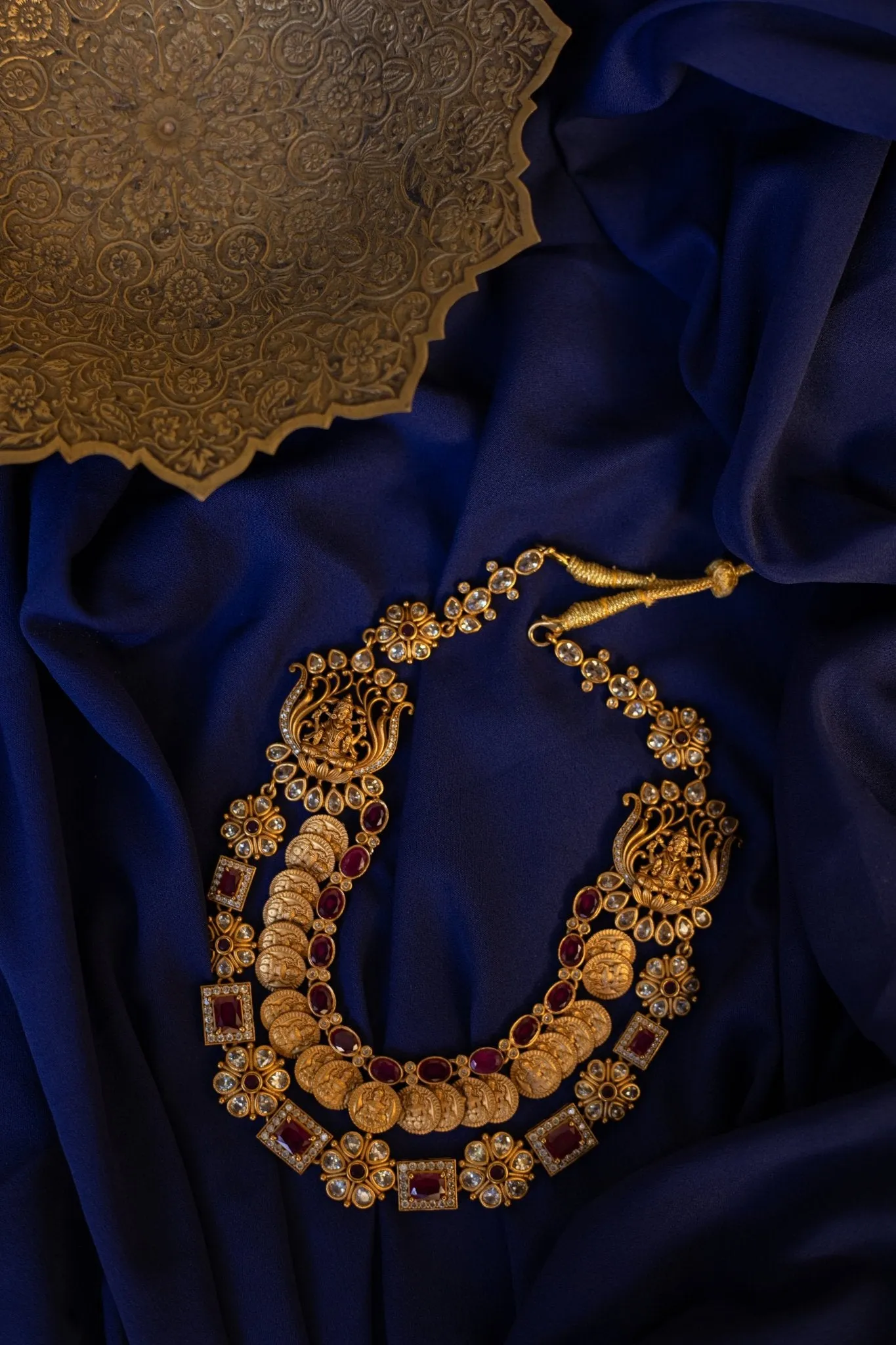 2 Layered Ruby Stone Goddess Coin Necklace (Multi & Full Ruby Available)
