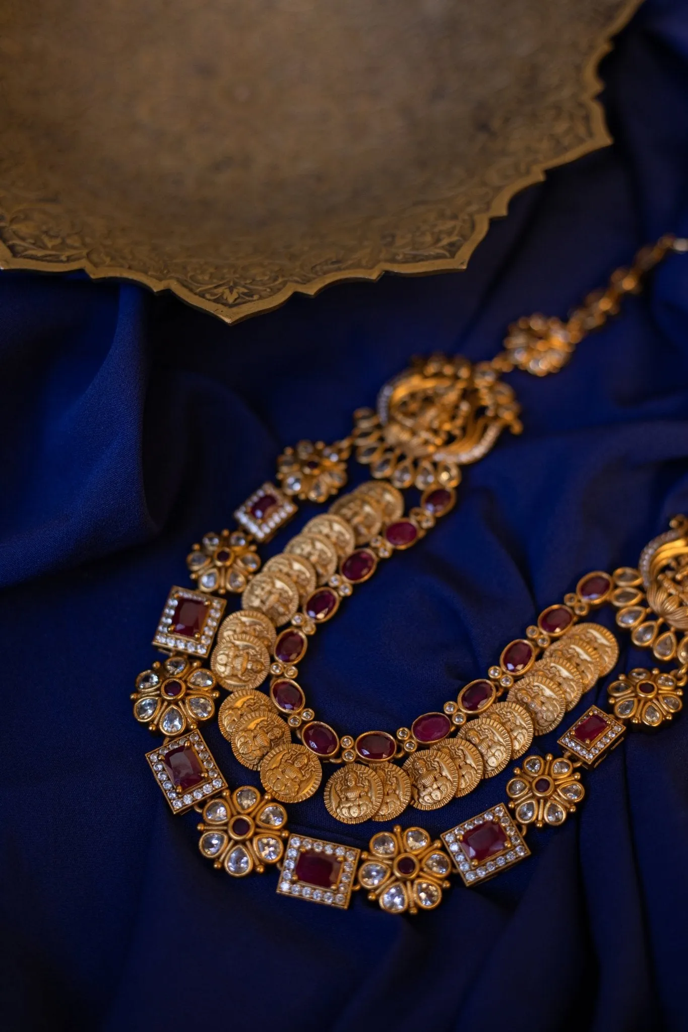 2 Layered Ruby Stone Goddess Coin Necklace (Multi & Full Ruby Available)