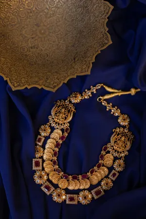 2 Layered Ruby Stone Goddess Coin Necklace (Multi & Full Ruby Available)
