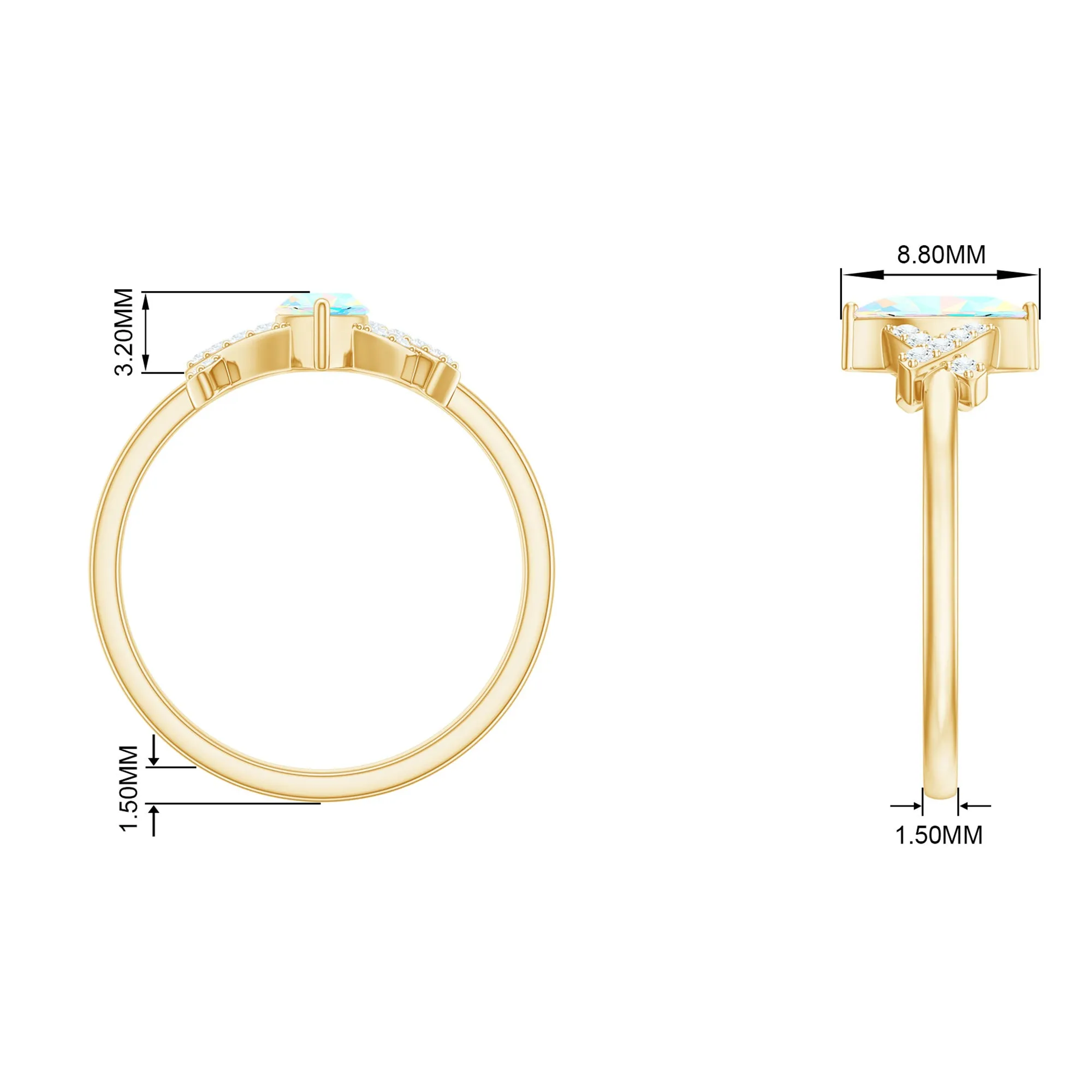 3/4 CT Marquise Cut Ethiopian Opal and Diamond Minimal Ring