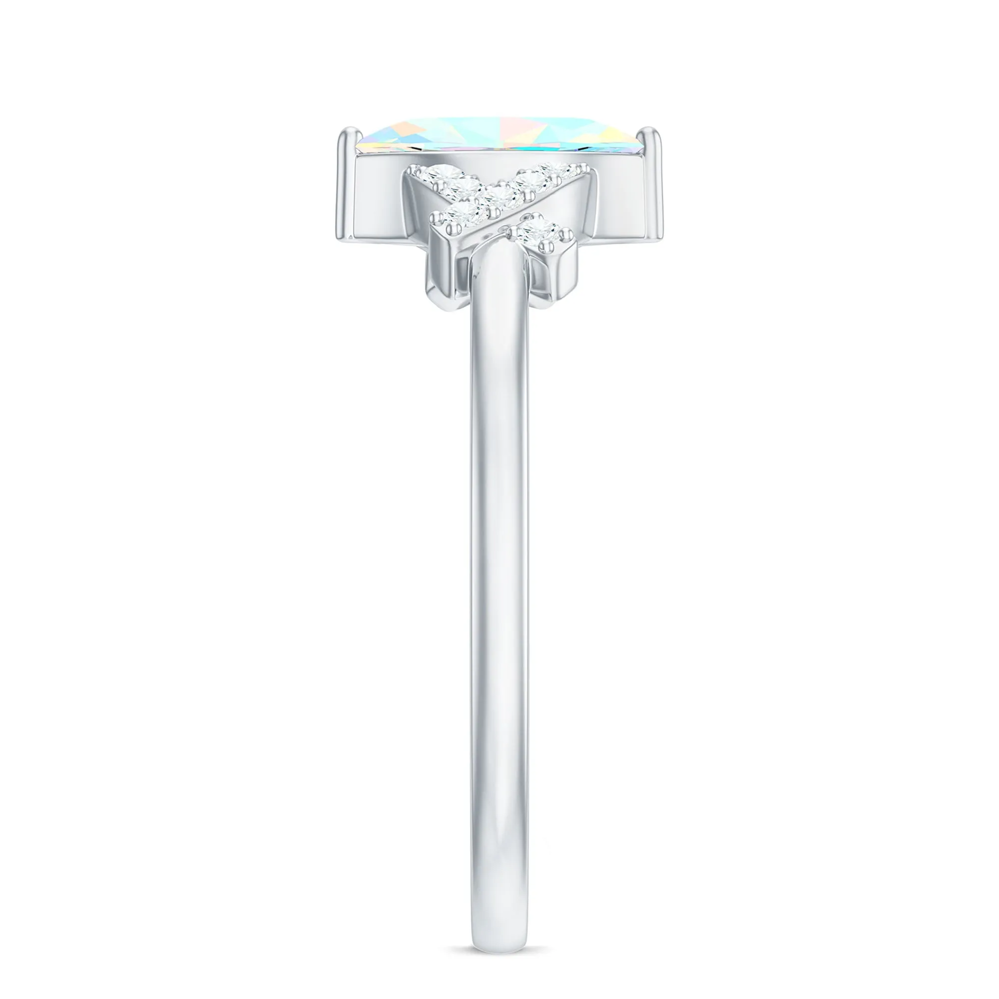 3/4 CT Marquise Cut Ethiopian Opal and Diamond Minimal Ring