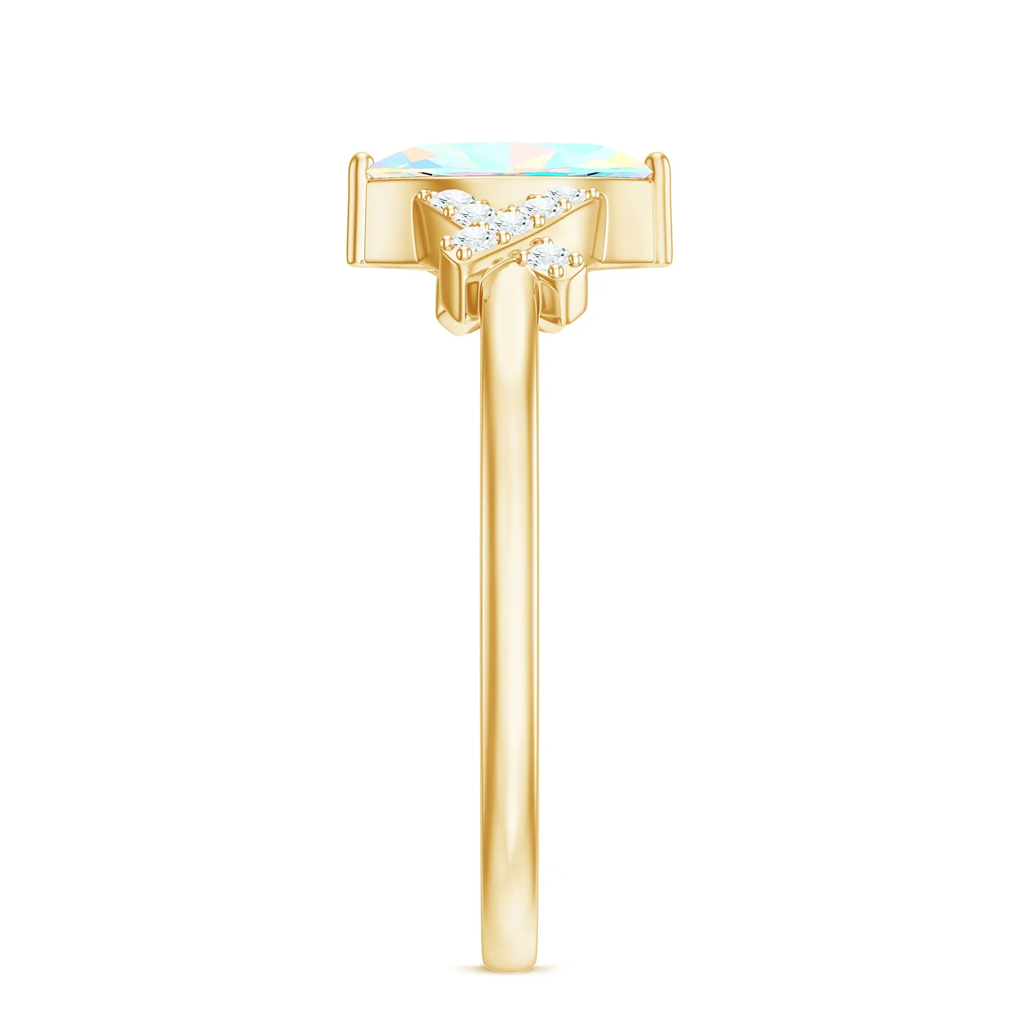 3/4 CT Marquise Cut Ethiopian Opal and Diamond Minimal Ring