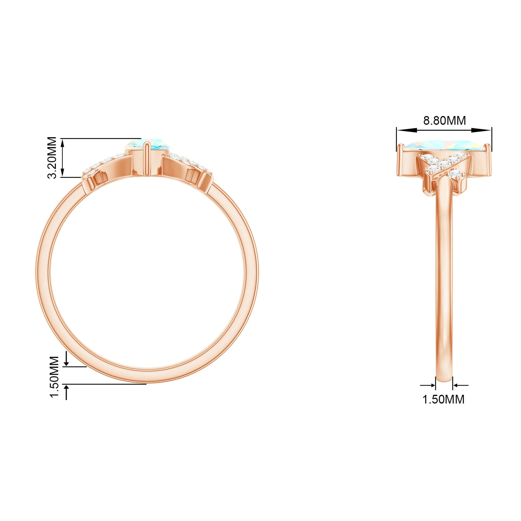 3/4 CT Marquise Cut Ethiopian Opal and Diamond Minimal Ring