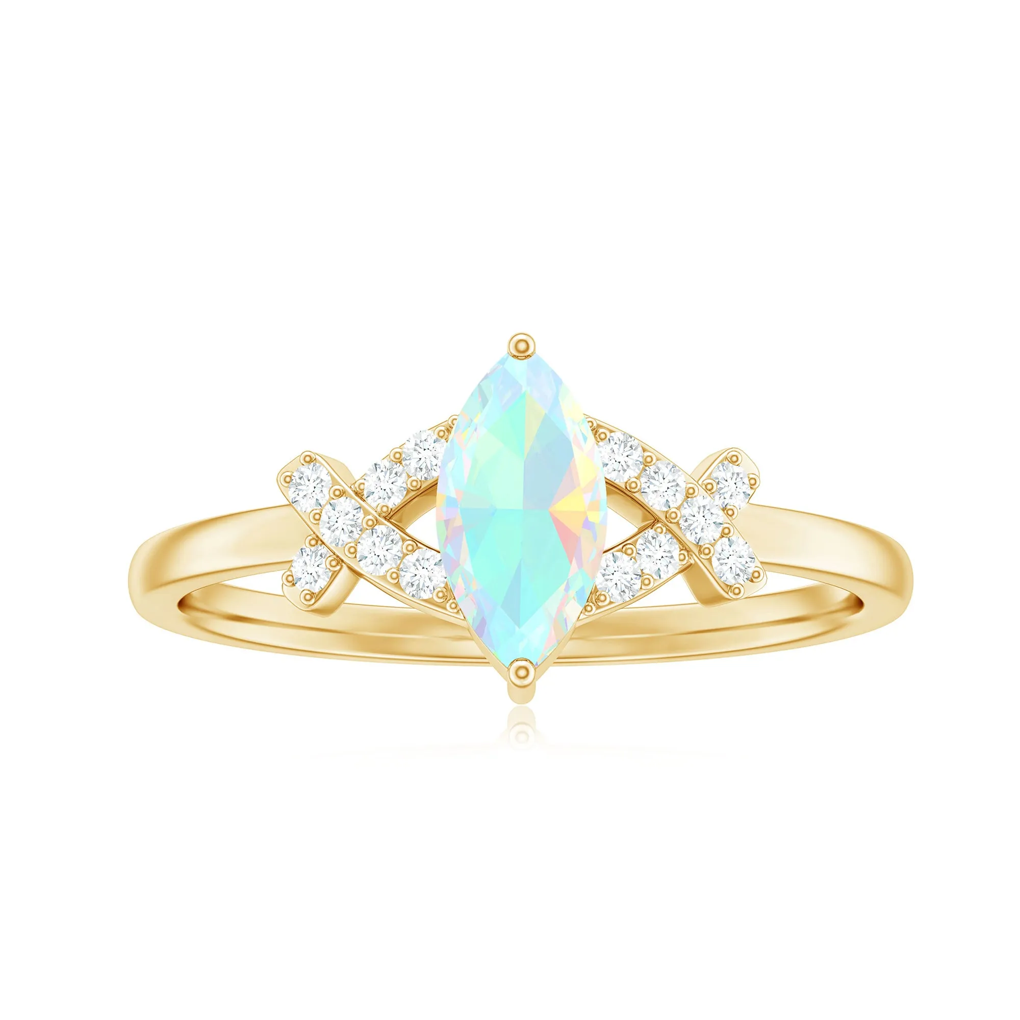 3/4 CT Marquise Cut Ethiopian Opal and Diamond Minimal Ring