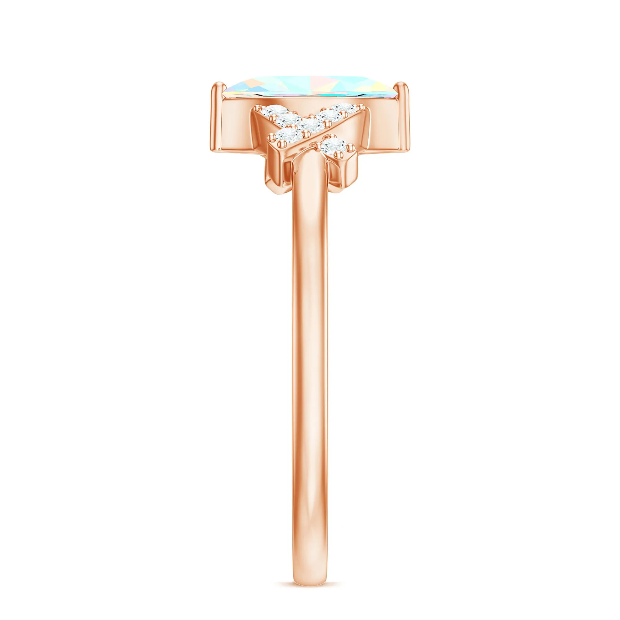 3/4 CT Marquise Cut Ethiopian Opal and Diamond Minimal Ring