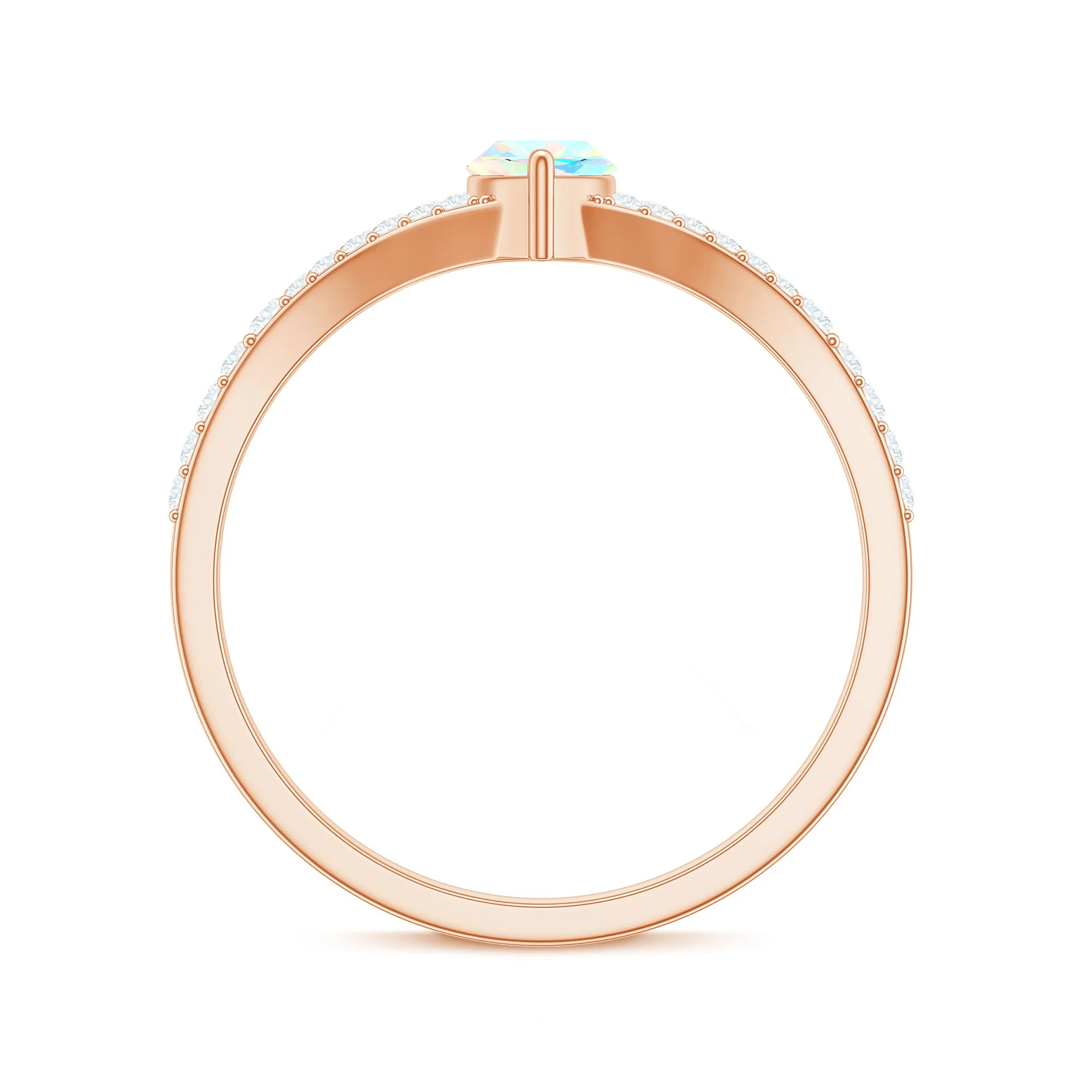 3/4 CT Minimal Ethiopian Opal Solitaire Split Shank Ring with Diamond