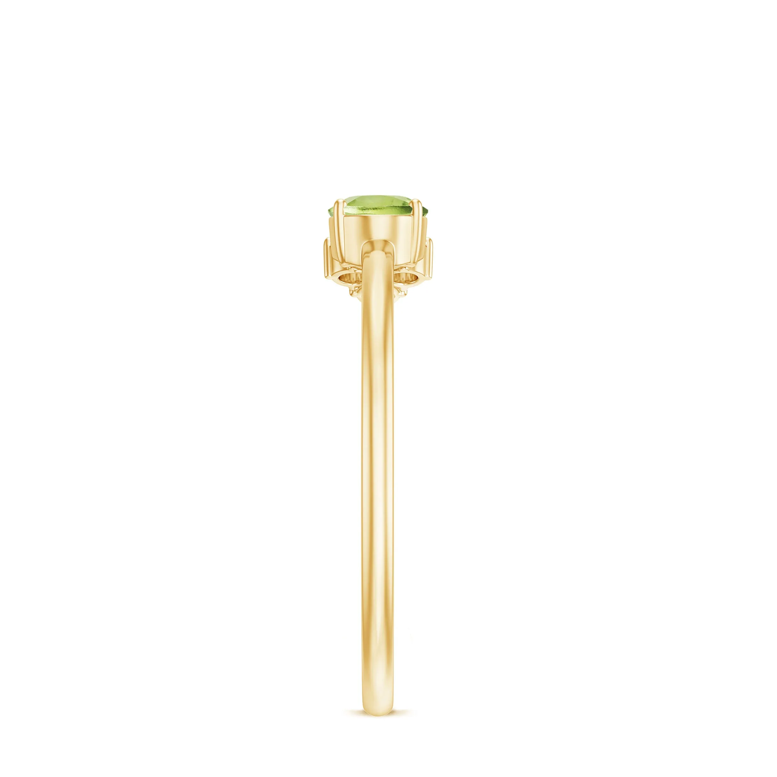 3/4 CT Oval Cut Peridot Promise Ring with Diamond Trio