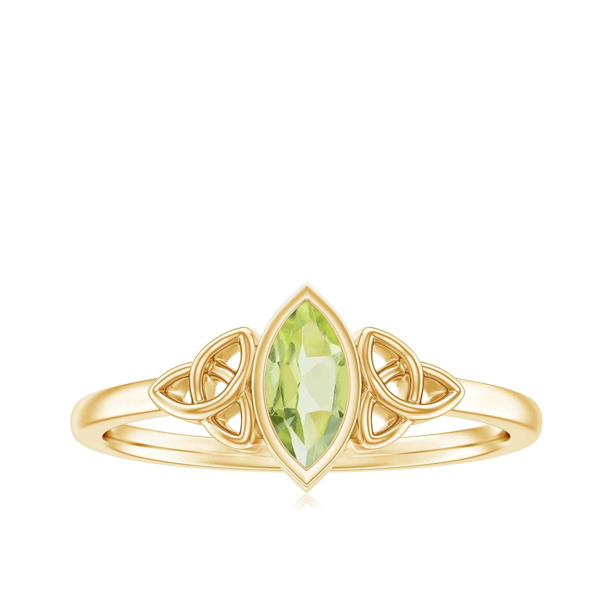 3.5X7 MM Marquise Cut Peridot Solitaire Ring with Gold Celtic Details
