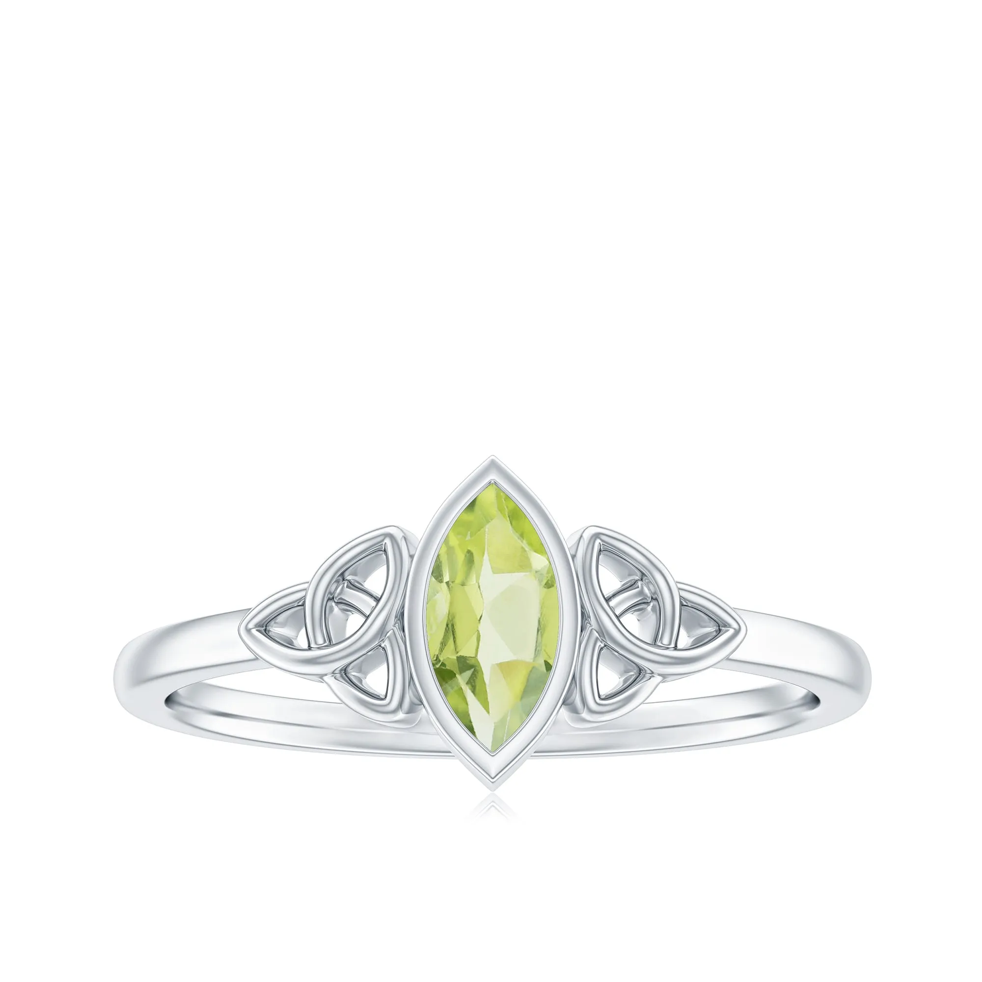 3.5X7 MM Marquise Cut Peridot Solitaire Ring with Gold Celtic Details