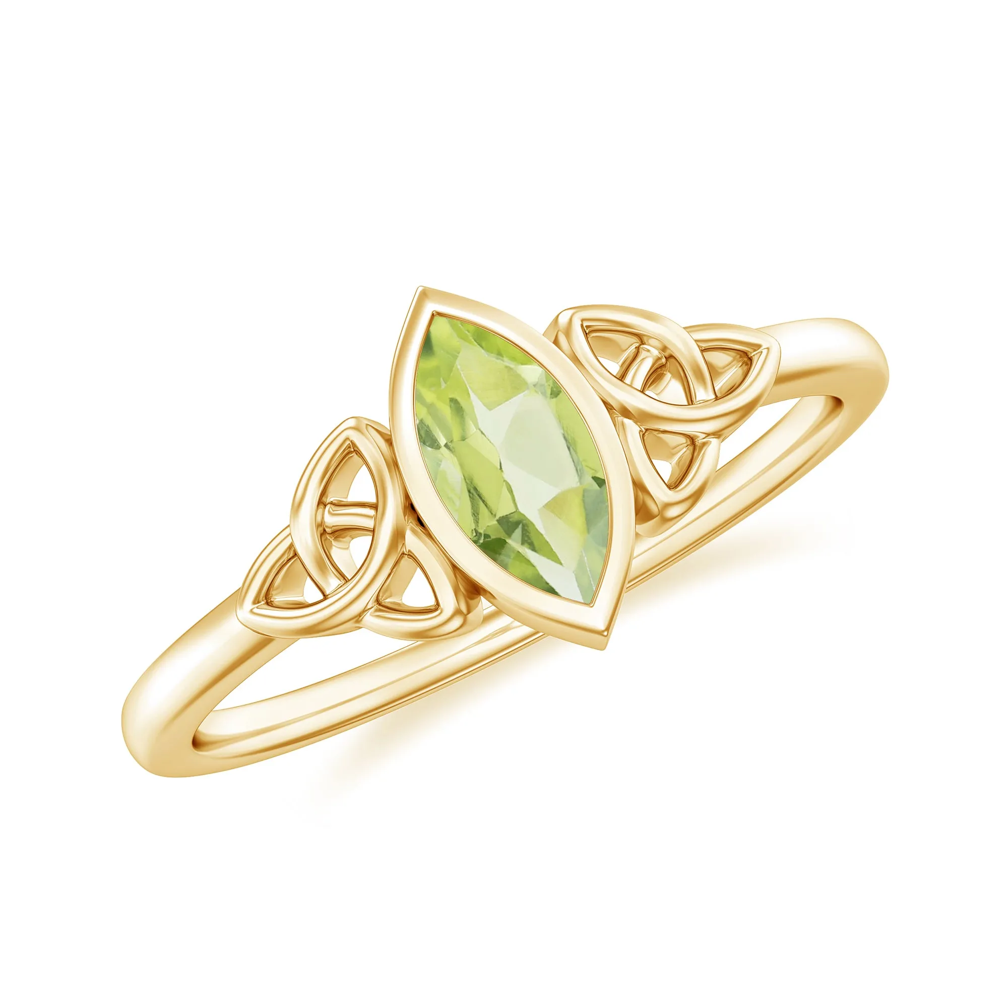 3.5X7 MM Marquise Cut Peridot Solitaire Ring with Gold Celtic Details