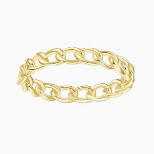 3.8mm Sterling Silver Gold Plated Chain Ring
