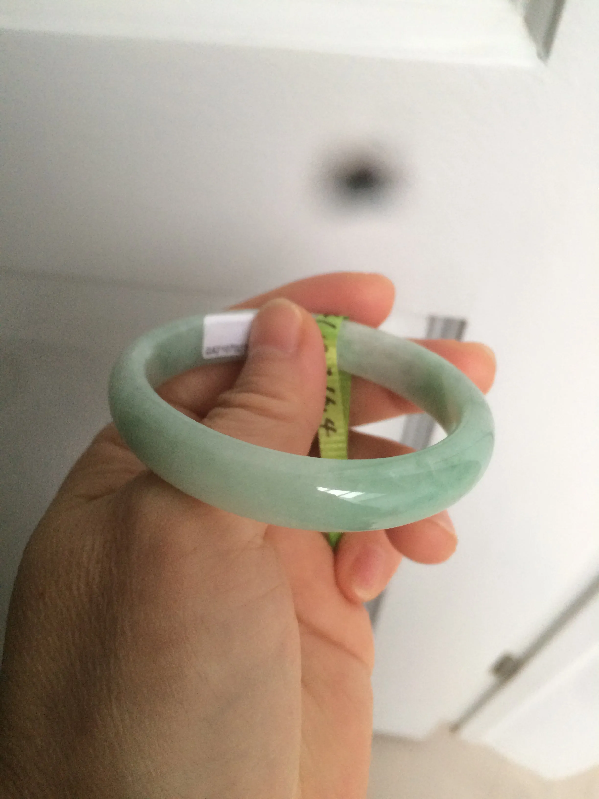 49mm certified Type A 100% Natural light green oval Jadeite Jade bangle AC31-7119
