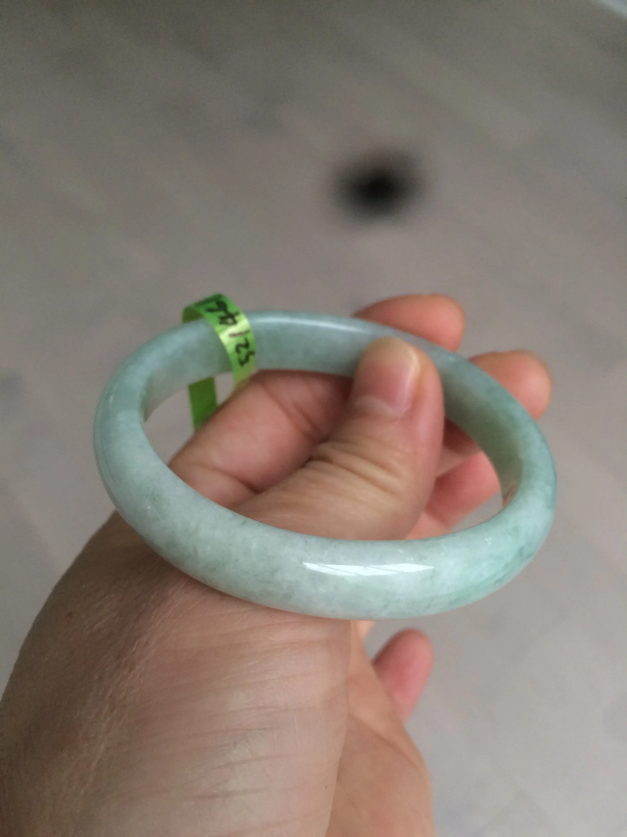 49mm certified Type A 100% Natural light green oval Jadeite Jade bangle AC31-7119