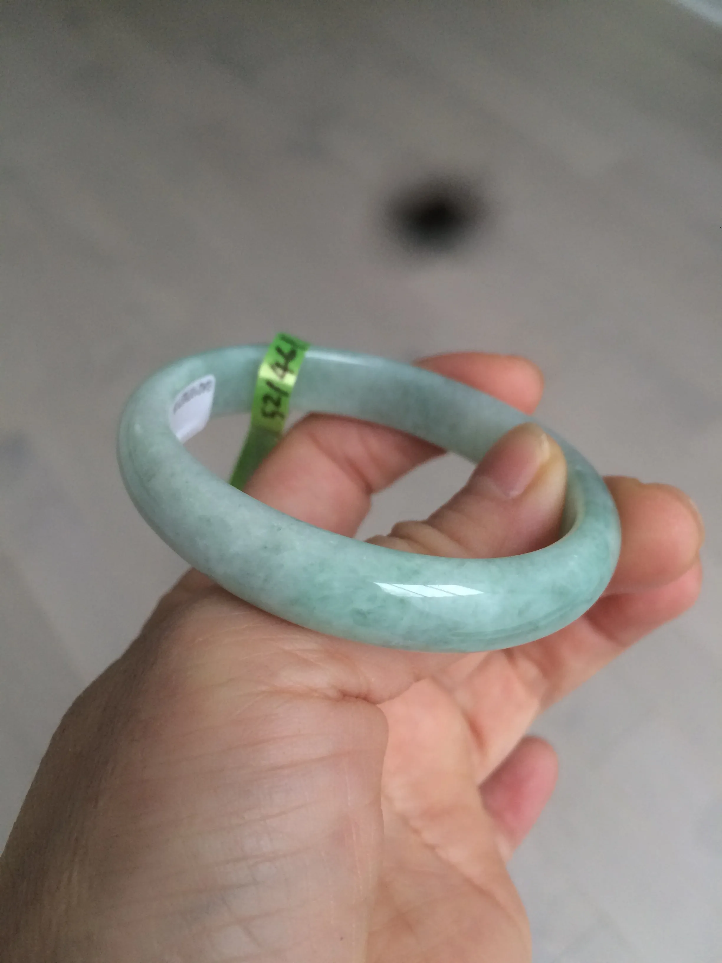 49mm certified Type A 100% Natural light green oval Jadeite Jade bangle AC31-7119