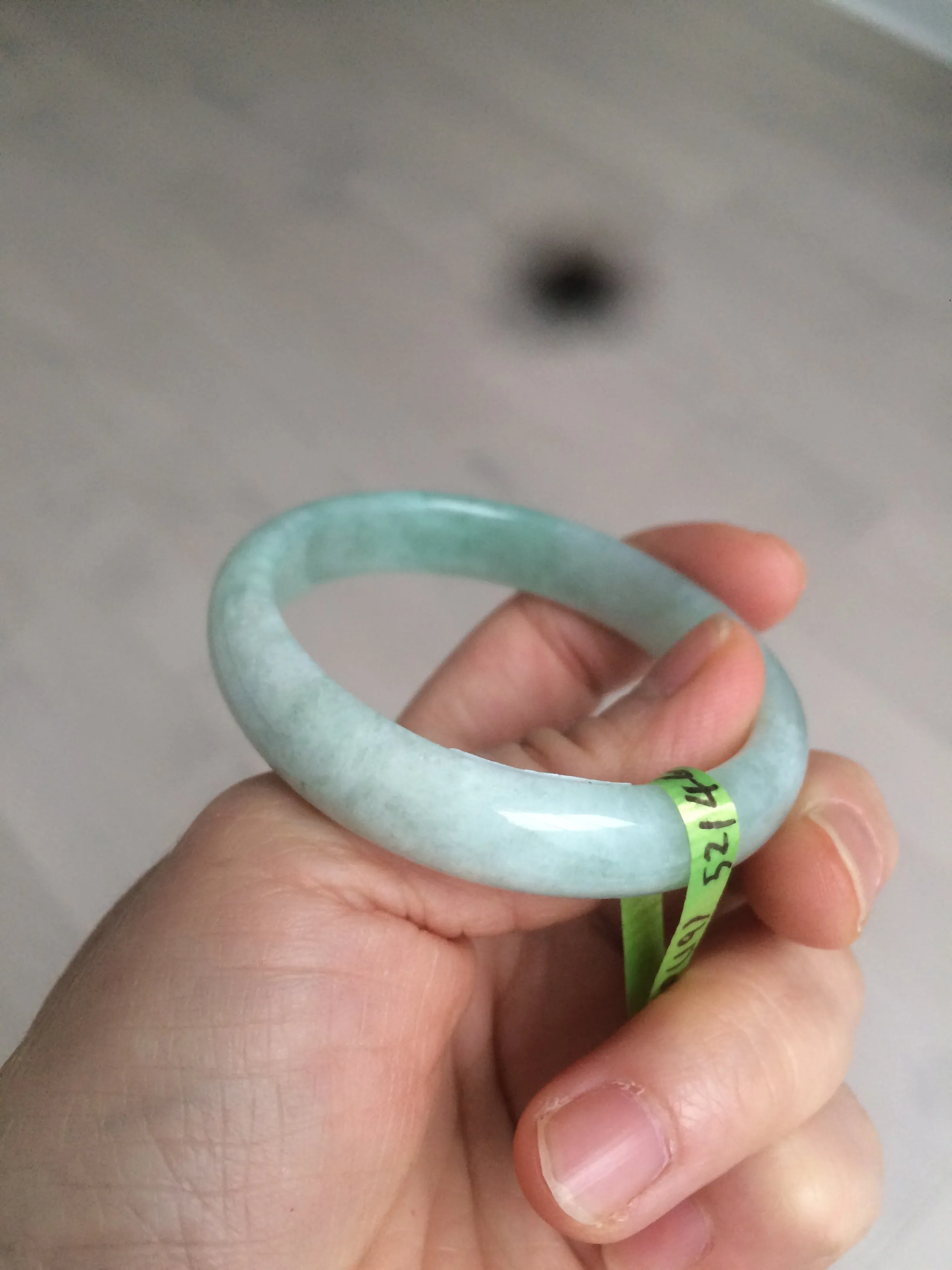 49mm certified Type A 100% Natural light green oval Jadeite Jade bangle AC31-7119