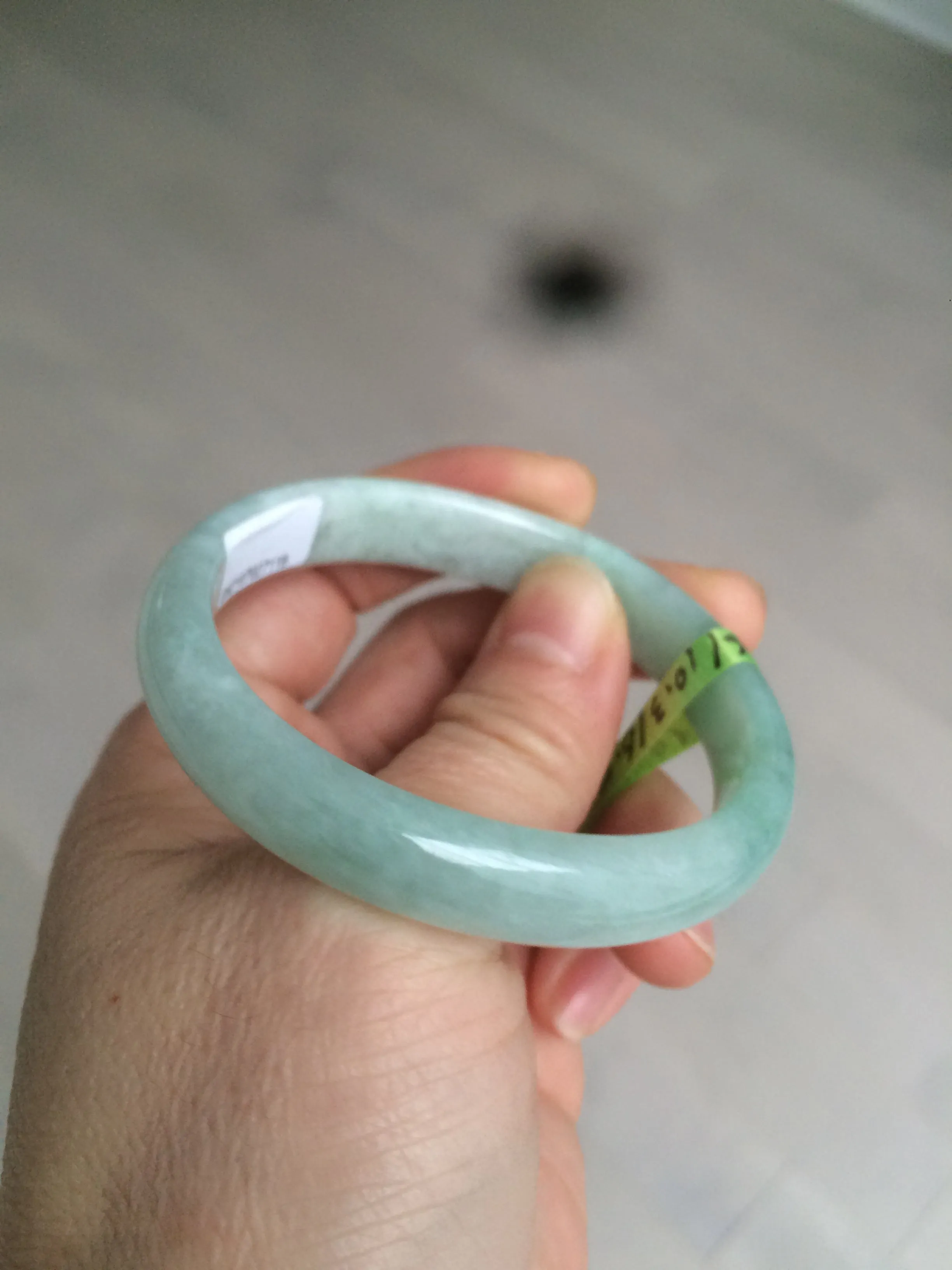 49mm certified Type A 100% Natural light green oval Jadeite Jade bangle AC31-7119