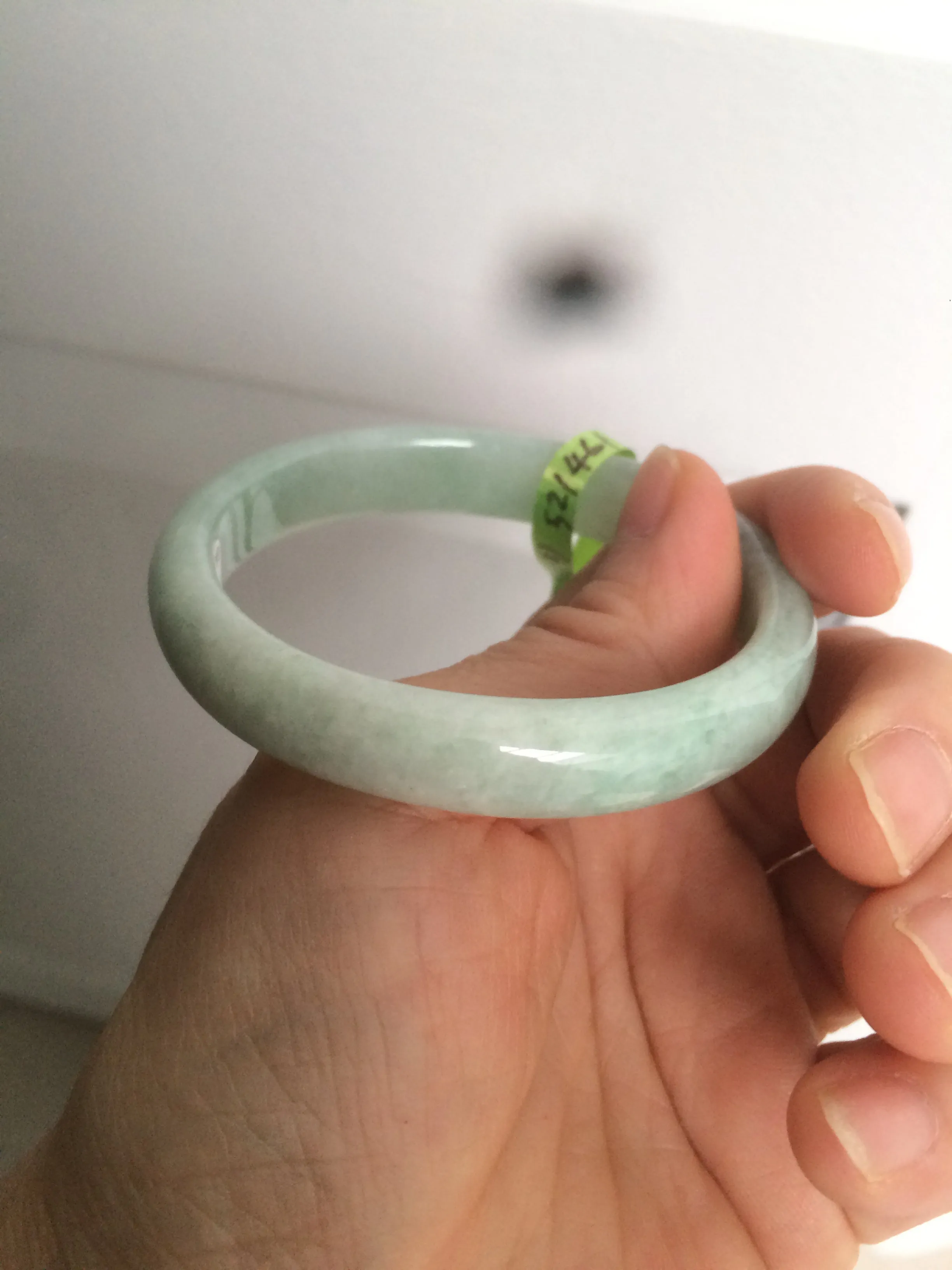 49mm certified Type A 100% Natural light green oval Jadeite Jade bangle AC31-7119