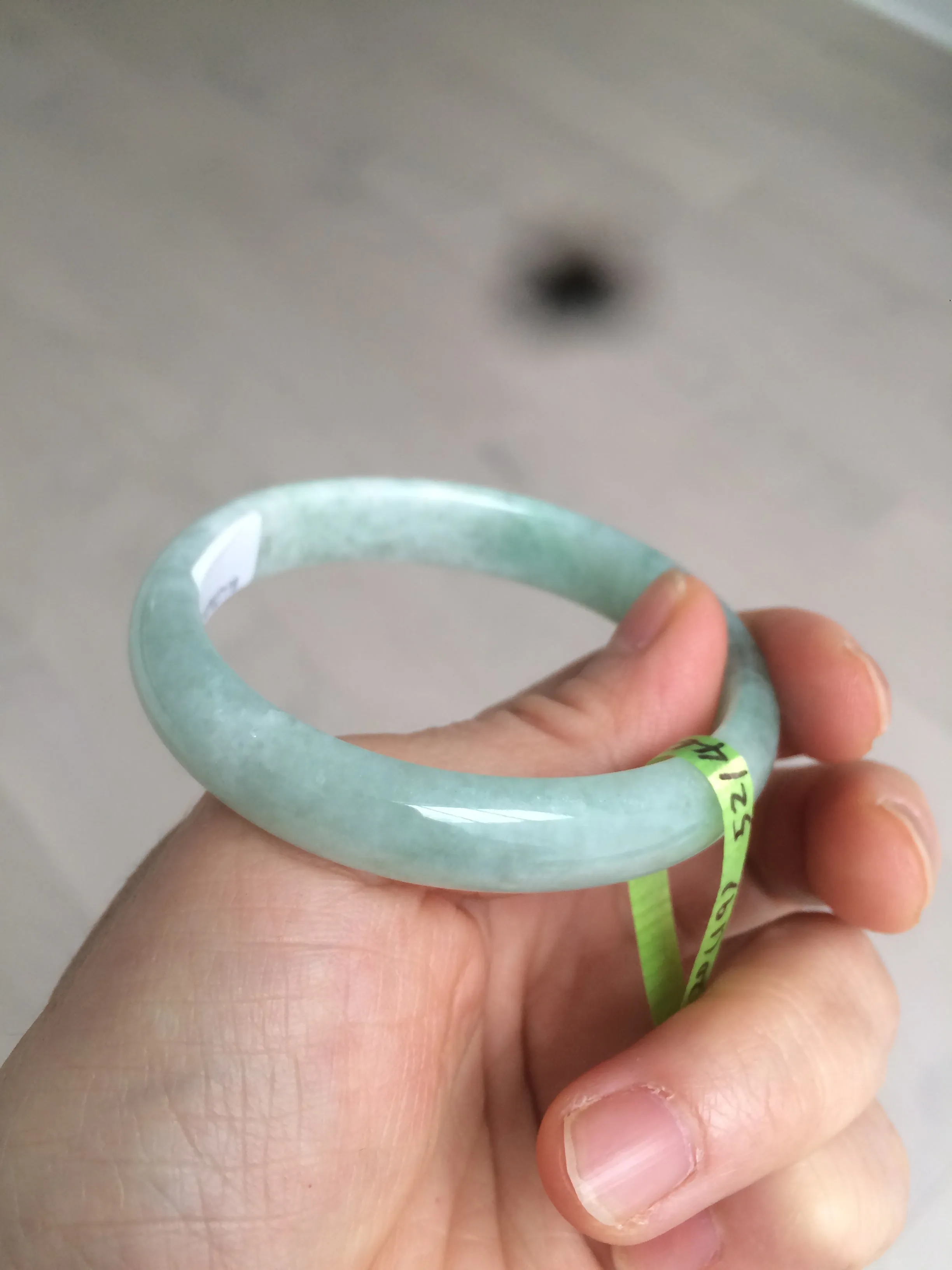 49mm certified Type A 100% Natural light green oval Jadeite Jade bangle AC31-7119