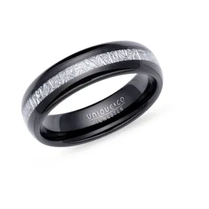 6mm Black IP Tungsten Ring With Silver