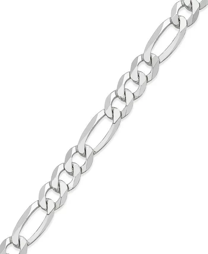 925 Sterling Silver Figaro Link Mens Chain Bracelet - Made in Italy, 9"