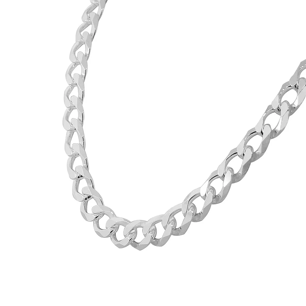 925 Sterling Silver Mens Classic Cuban Curb Link Chain Necklace Bracelet Set - Made in Italy