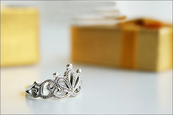925 Sterling Silver Princess Crown Ring/ Queen Crown Ring Gift Idea Rocker Gothic Woman Jewelry (SR-059)