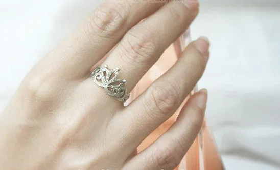 925 Sterling Silver Princess Crown Ring/ Queen Crown Ring Gift Idea Rocker Gothic Woman Jewelry (SR-059)