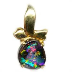 9k Multi Coloured Boulder Opal Pendant