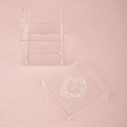 Acrylic Wedding Ring Box - Monogram Simplicity Etching