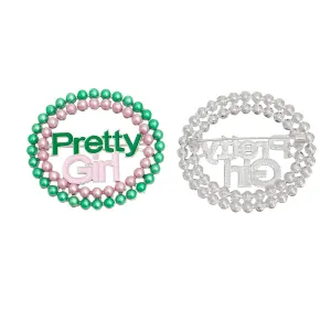 AKA Sorority Inspired Pink Green Pearl, Alpha Kappa Alpha Pretty Girl Brooch