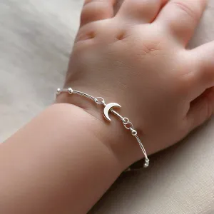 Alcyone Sterling Silver Crescent Moon Pandora Infant Childrens Bracelet