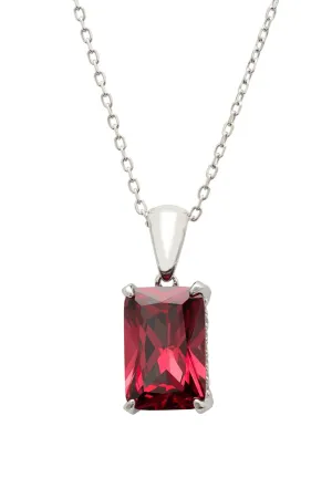 Alexandra Rectangle Gemstone Necklace Silver Ruby