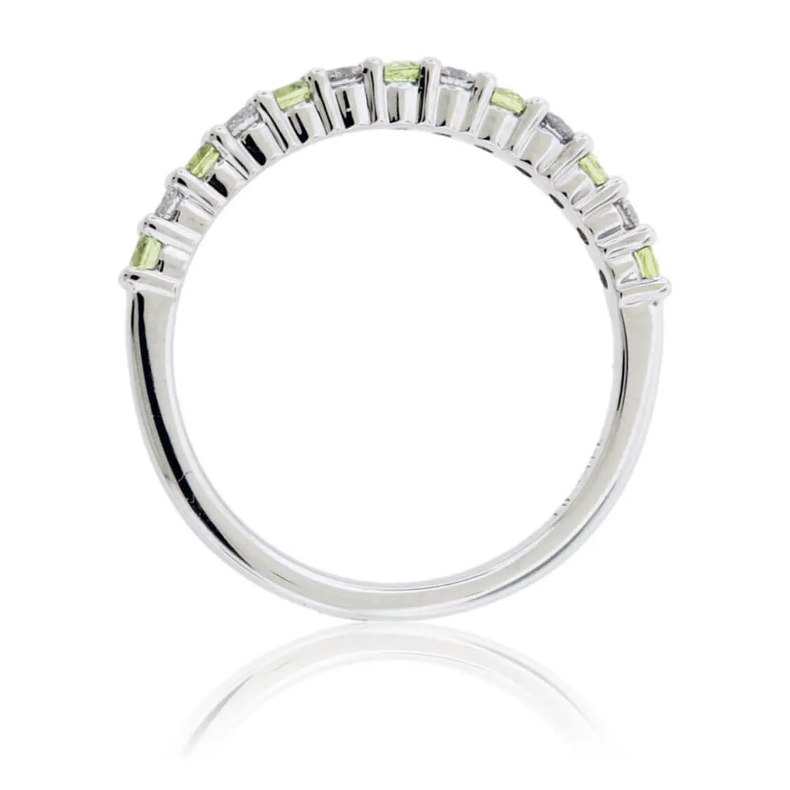 Alternating Peridot & Diamond Band Ring