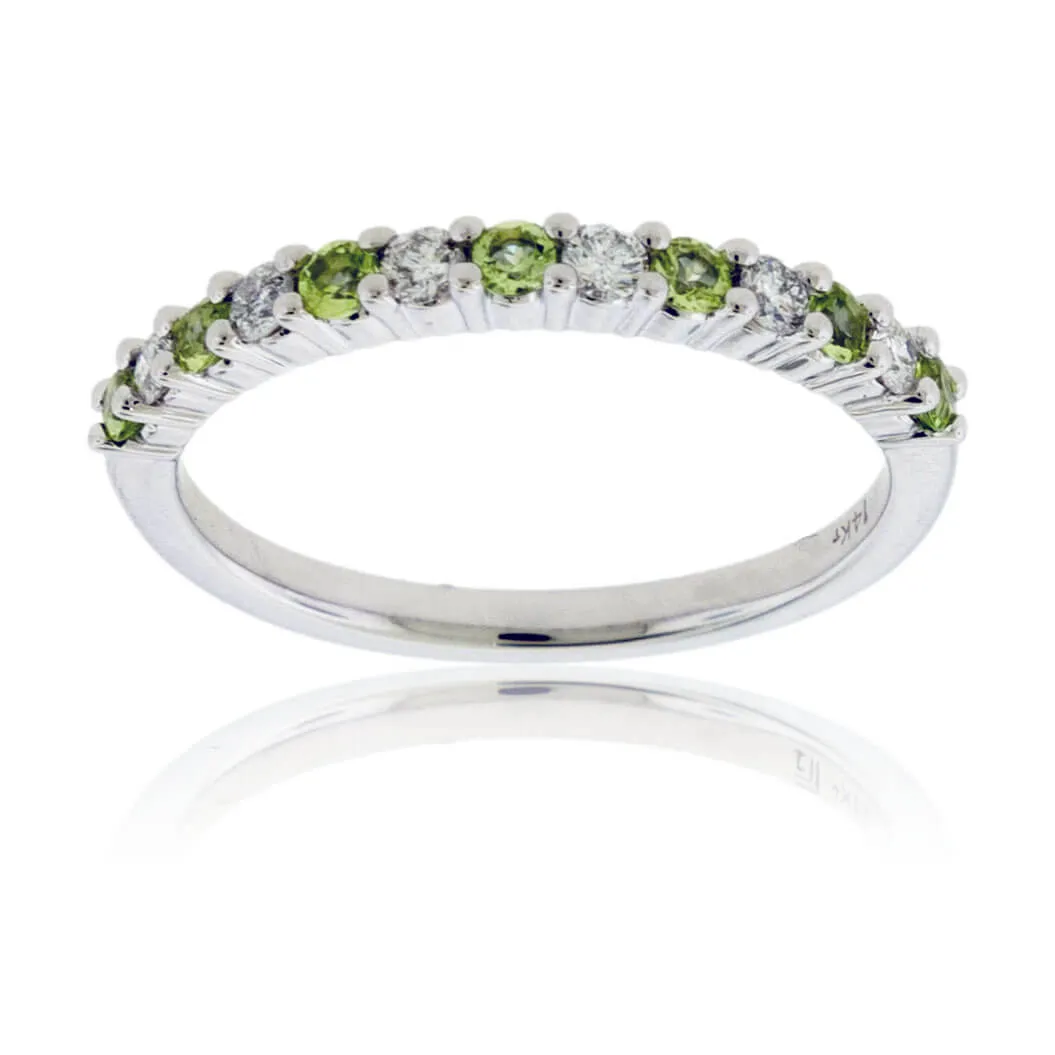 Alternating Peridot & Diamond Band Ring