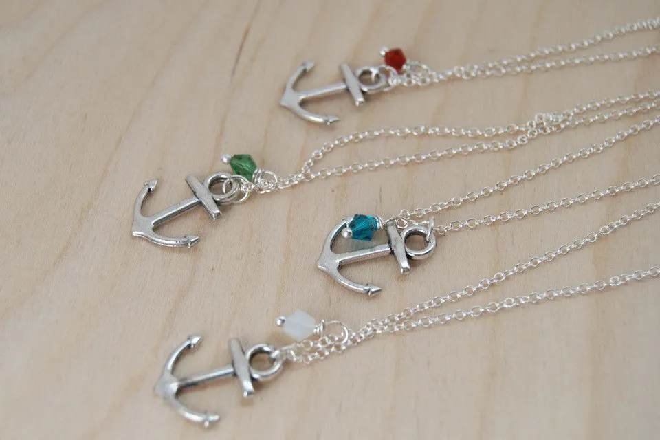 Anchor BFF Necklace (Sold Singly) | Silver Anchor Charm | Nautical Bridesmaid Gifts | Best Friend Charm Necklace