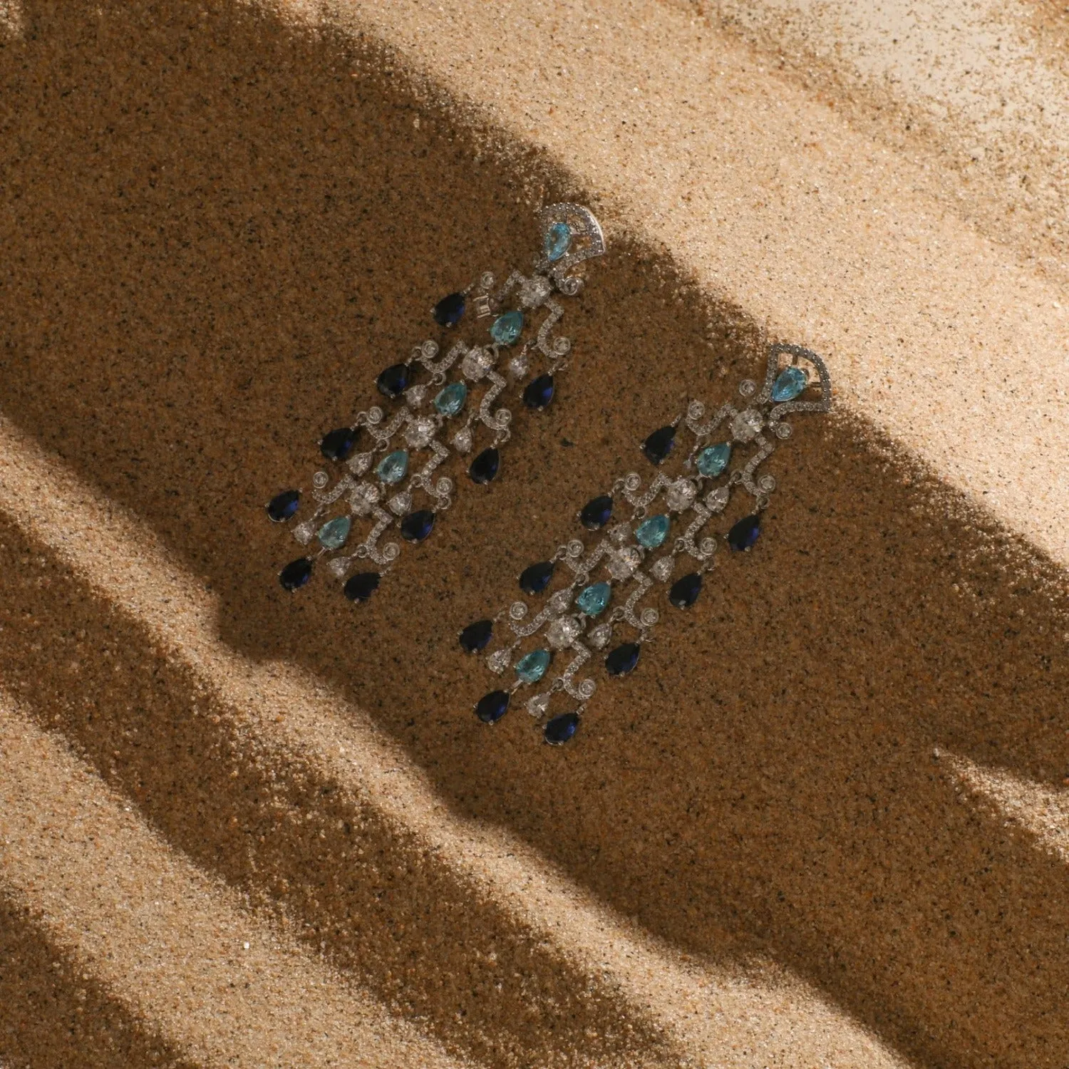 Aqua Shine CZ Drop Silver Earrings