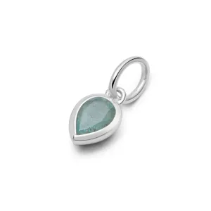 Aquamarine March Birthstone Charm Pendant Sterling Silver