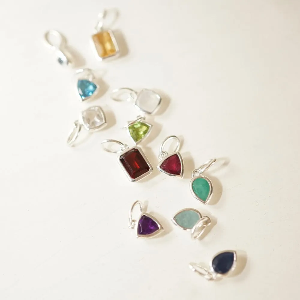 Aquamarine March Birthstone Charm Pendant Sterling Silver