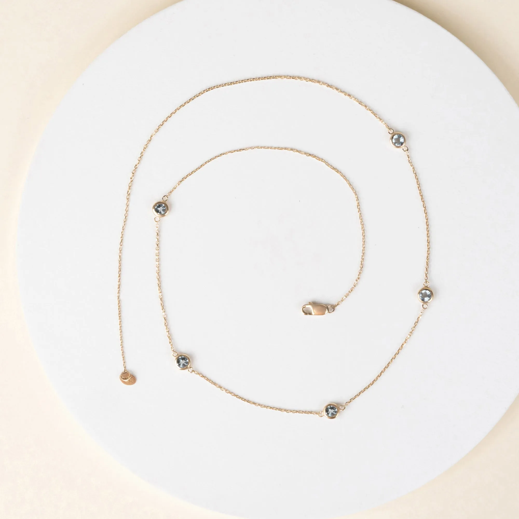 Aquamarine Station Necklace, Gwen