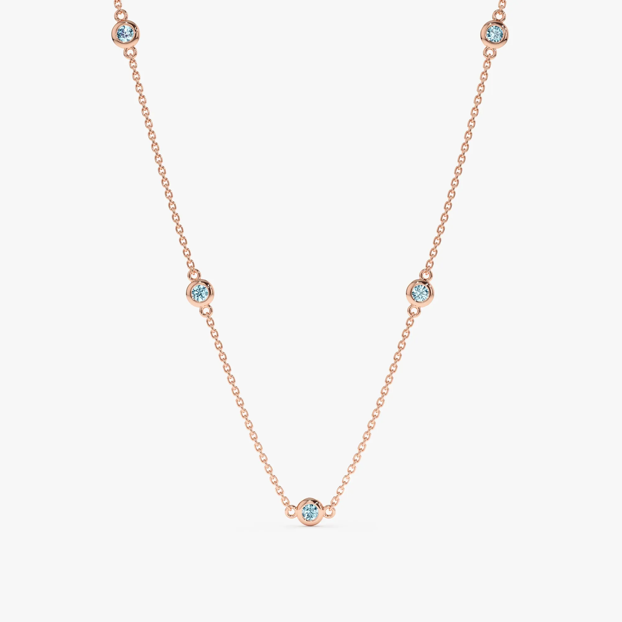 Aquamarine Station Necklace, Gwen