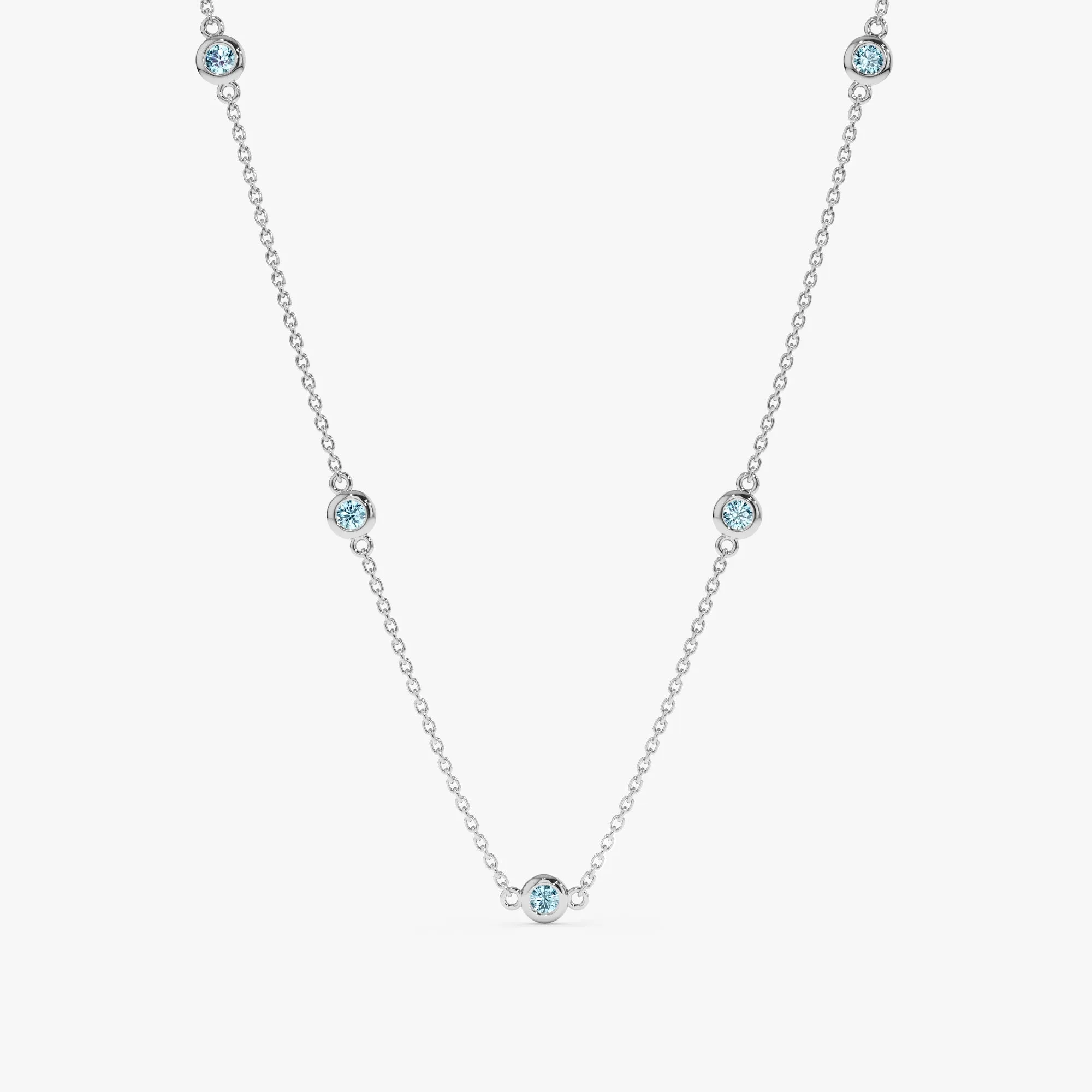 Aquamarine Station Necklace, Gwen