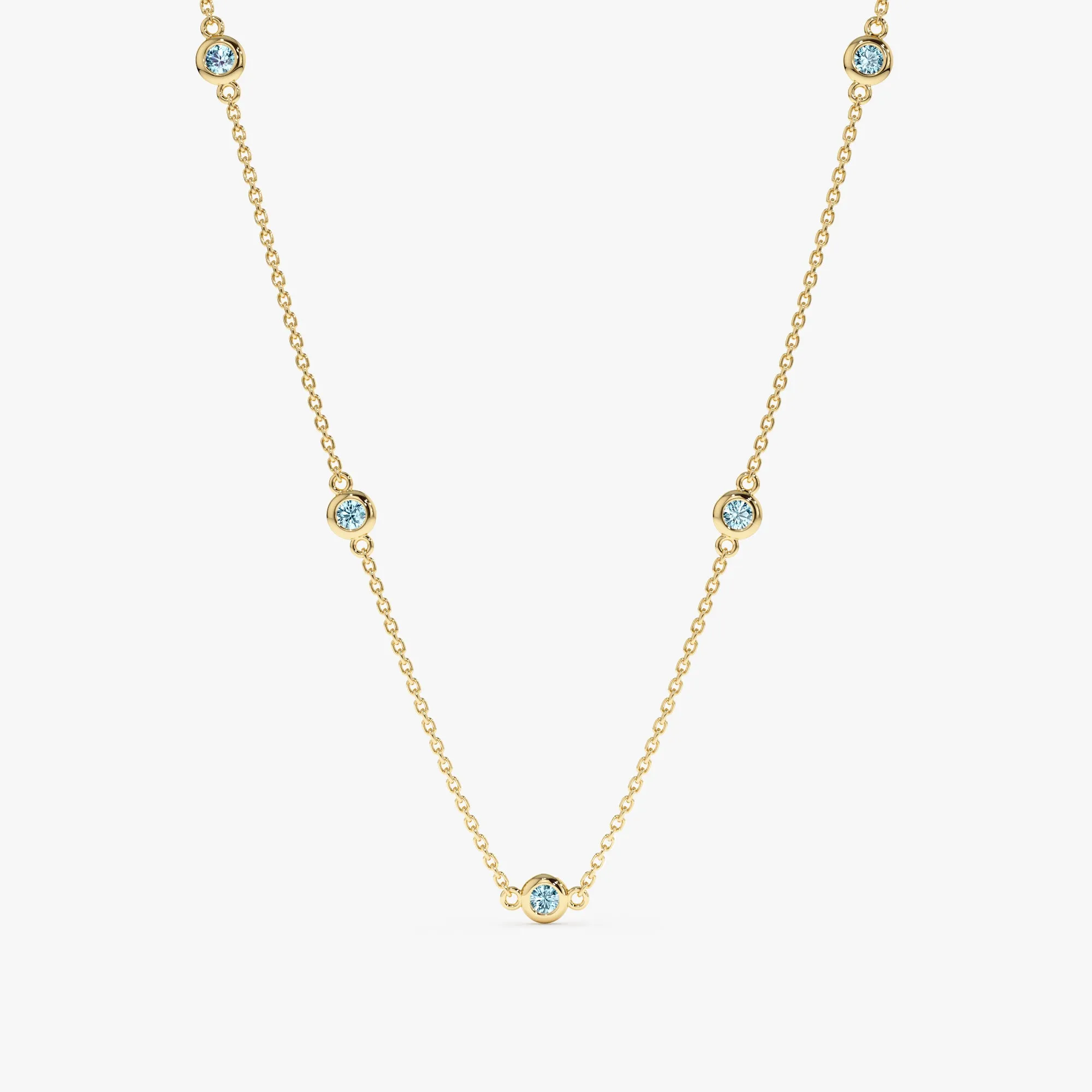 Aquamarine Station Necklace, Gwen
