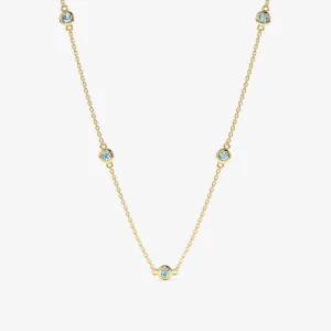 Aquamarine Station Necklace, Gwen