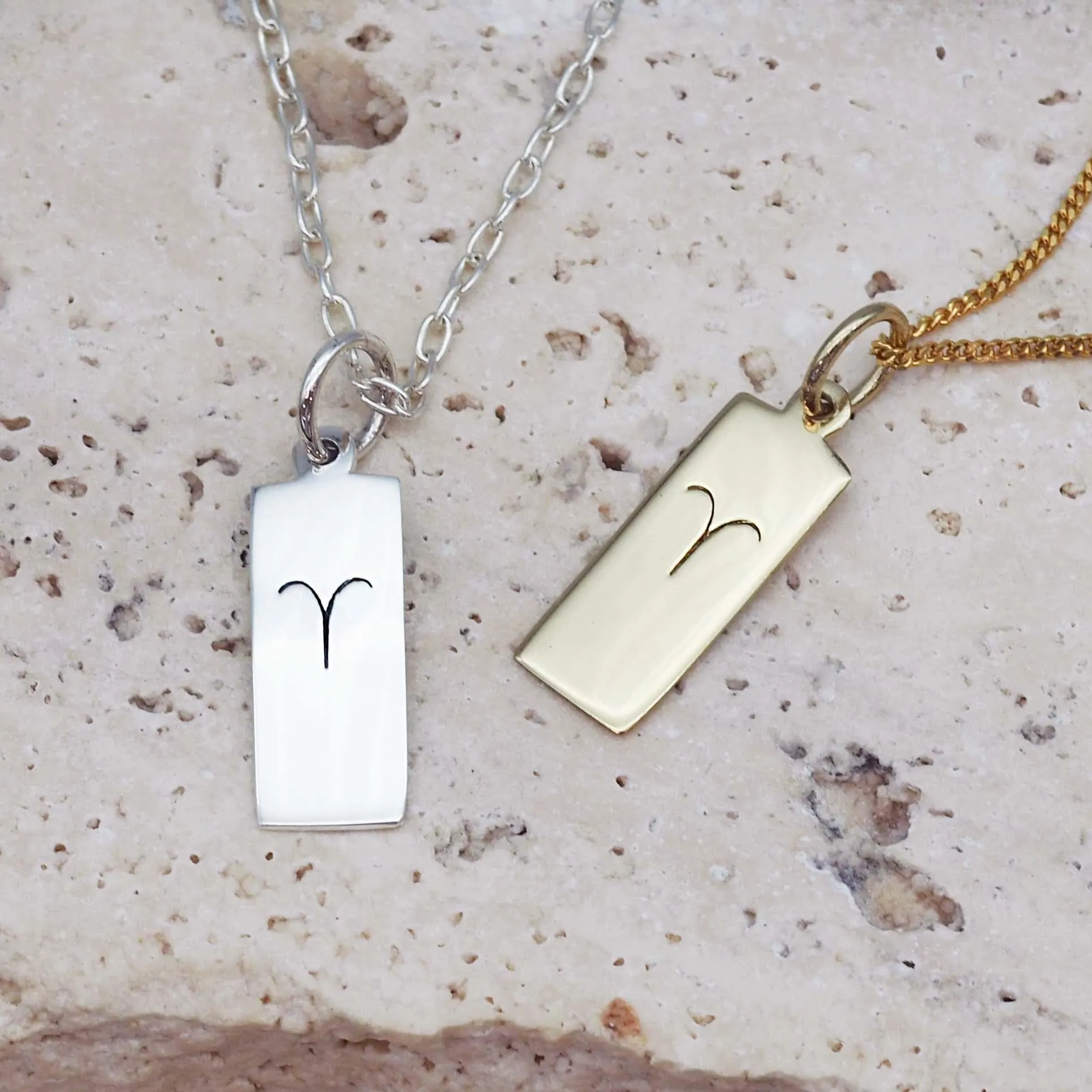Aries Star Sign and March Birthstone Necklace