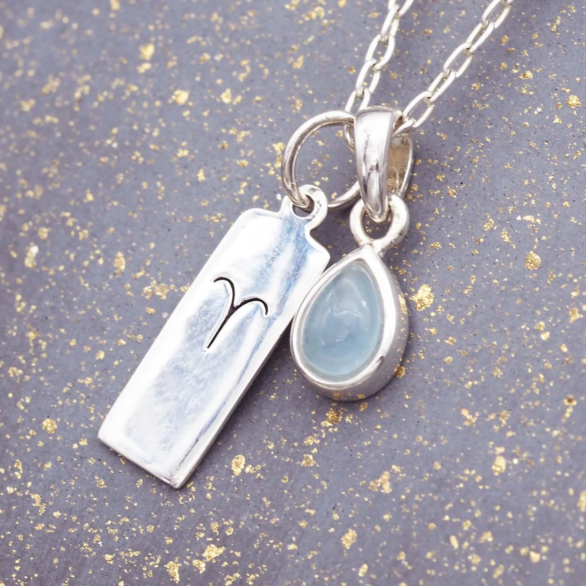 Aries Star Sign and March Birthstone Necklace