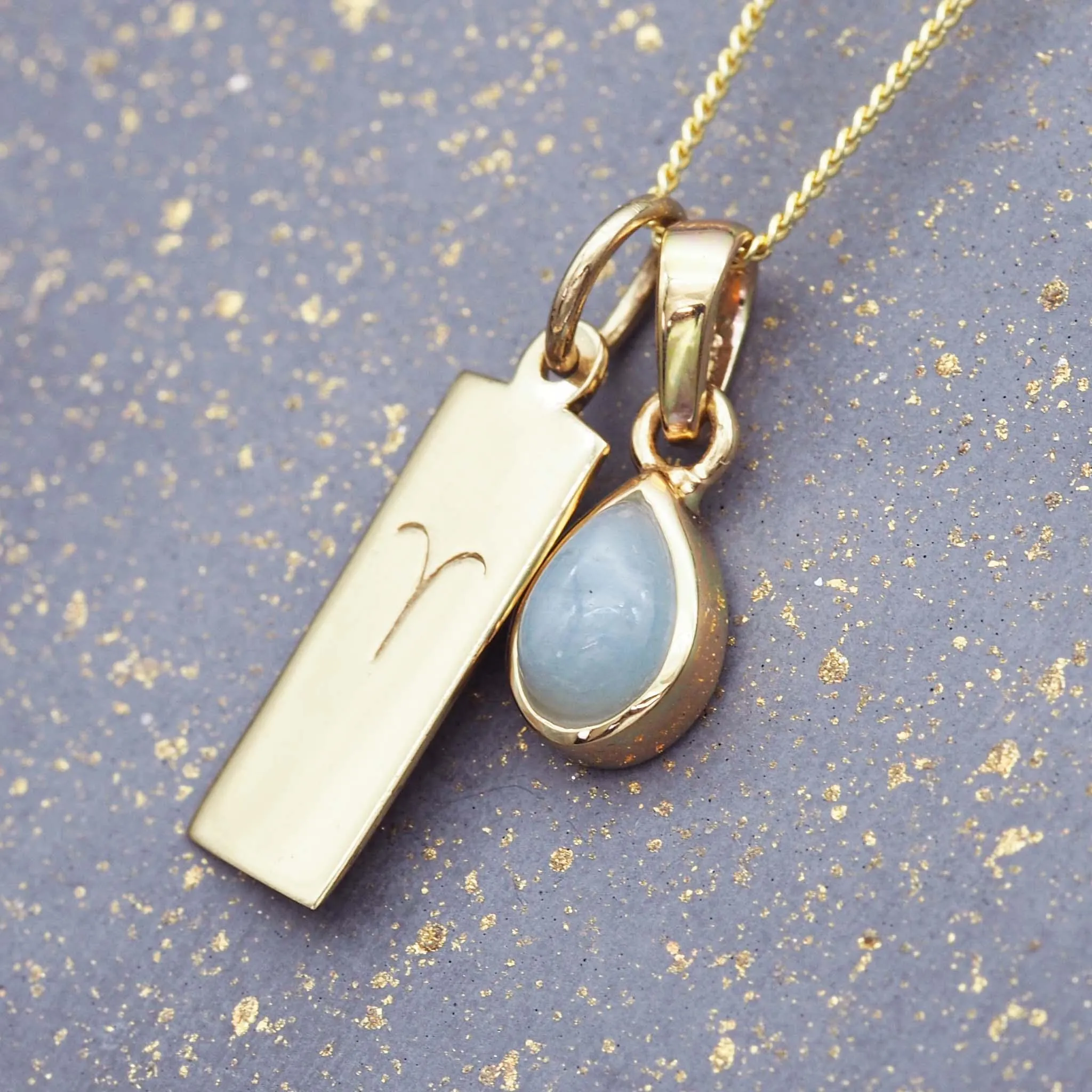 Aries Star Sign and March Birthstone Necklace