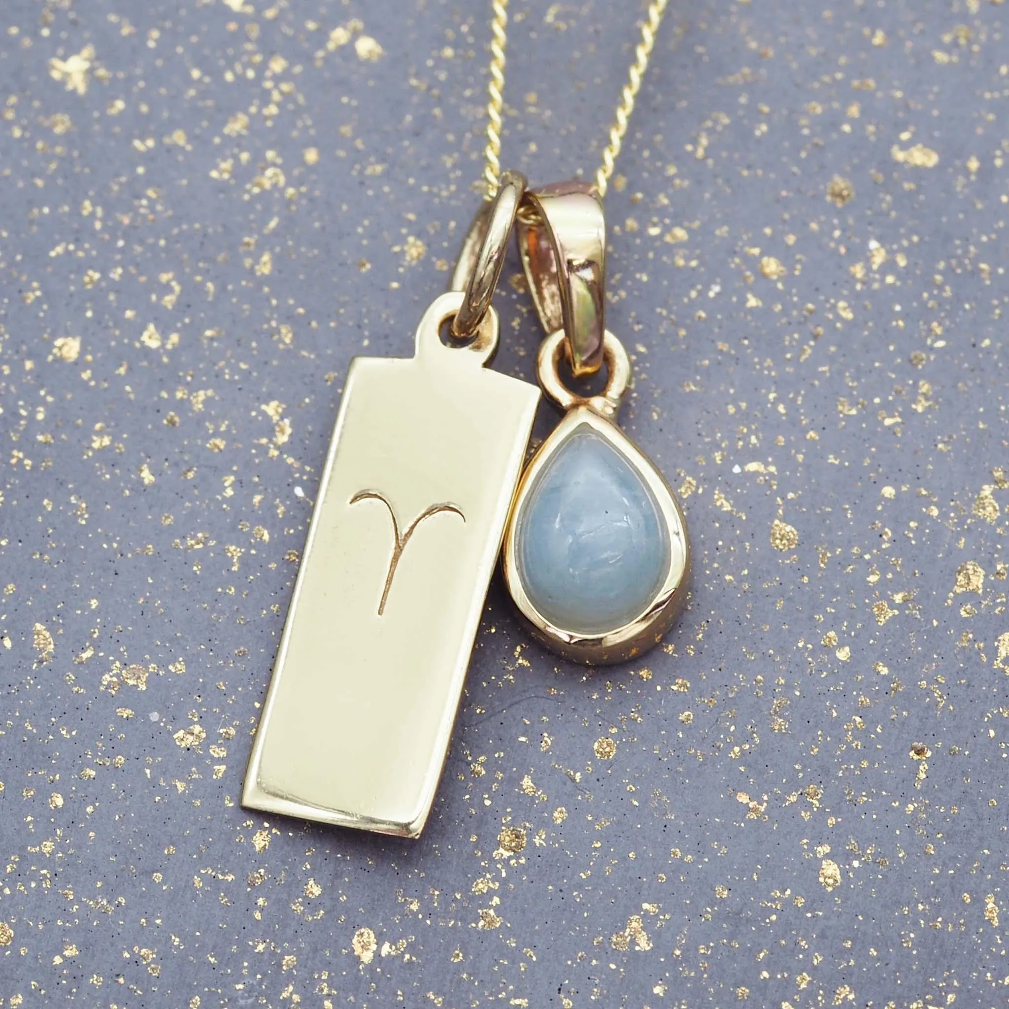 Aries Star Sign and March Birthstone Necklace