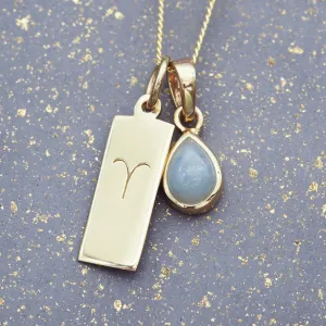 Aries Star Sign and March Birthstone Necklace